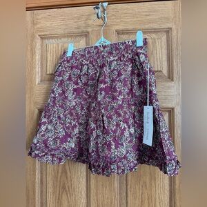 NWT Bishop + Young Burgundy Floral Paisley Mini Skirt
